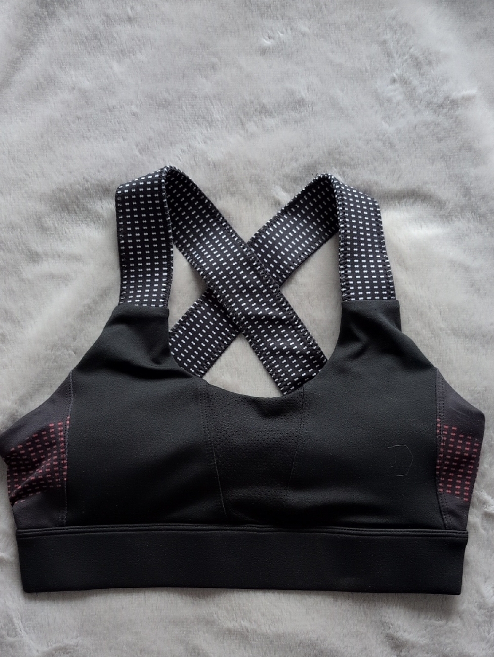 Lilybod Black Sports Bra with Patterned Crossback Straps